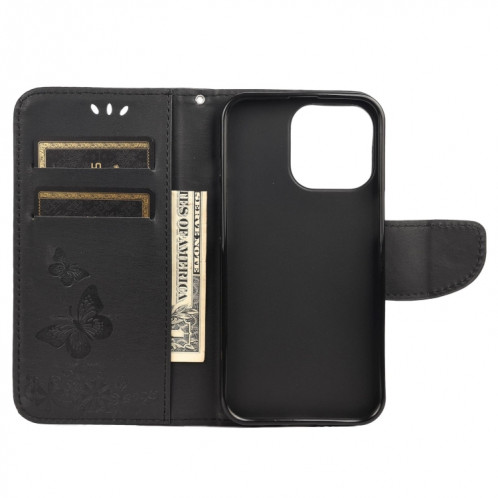 Vintage Pattern Floral Papourfly Motif Horizontal Flip Cuir Toot avec fente et portefeuille et portefeuille pour iPhone 13 mini (noir) SH702A985-07