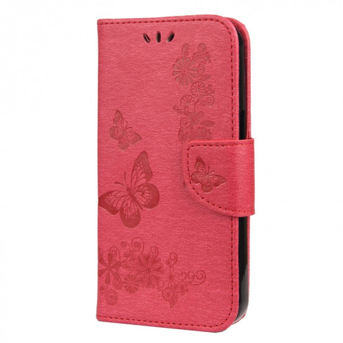 Vintage Etui en cuir à flip horizontal à motif de papillon floral en relief avec fente et portefeuille et portefeuille pour iPhone 13 (rouge) SH703F505-07