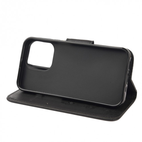 Motif de papillon floral en relief millésime Horizontal Flip Cuir Slot & portefeuille et portefeuille et longe pour iPhone 13 Pro (Noir) SH704A1883-07