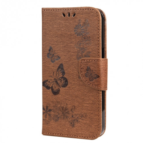 Motif floral en relief millésime Horizontal Flip Cuir étui avec fente et portefeuille et portefeuille et longe pour iPhone 13 Pro (Brown) SH704D642-07