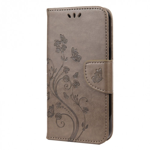 Modèle de fleurs papillon Horizontal Flip Cuir Toot avec support & Card Slots & Portefeuille pour iPhone 13 Mini (gris) SH802B1034-07