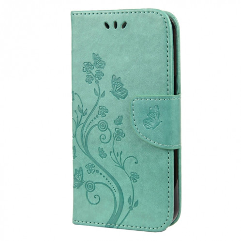 Modèle de fleur papillon Horizontal Flip Cuir Toot avec support et carte de portefeuille et portefeuille pour iPhone 13 mini (vert) SH802H1520-07