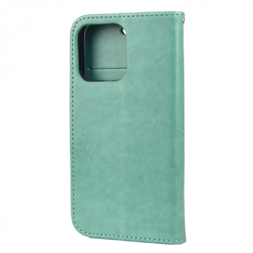 Modèle de fleur papillon Horizontal Flip Cuir Toot avec support et carte de portefeuille et portefeuille pour iPhone 13 mini (vert) SH802H1520-07