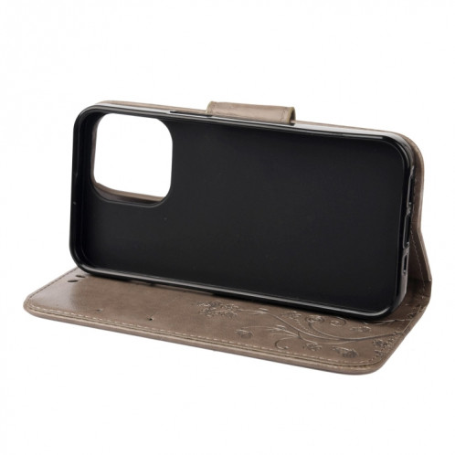 Modèle de fleur papillon Horizontal Flip Cuir Case avec support et portefeuille et portefeuille pour iPhone 13 (gris) SH803B1080-07