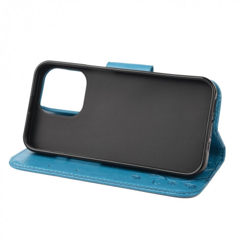 Modèle de fleurs papillon Horizontal Flip Cuir Toot avec porte-cartes et portefeuille pour iPhone 13 (bleu) SH803G327-07