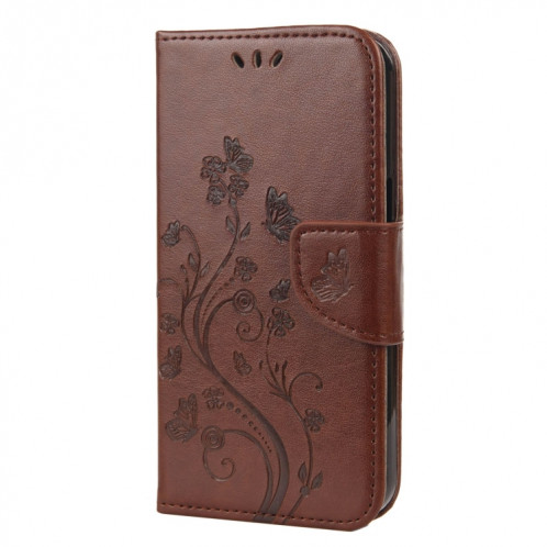 Modèle de fleur papillon Horizontal Flip Cuir Coating avec support & carte Slots & Portefeuille pour iPhone 13 Pro (Brown) SH804C1846-07