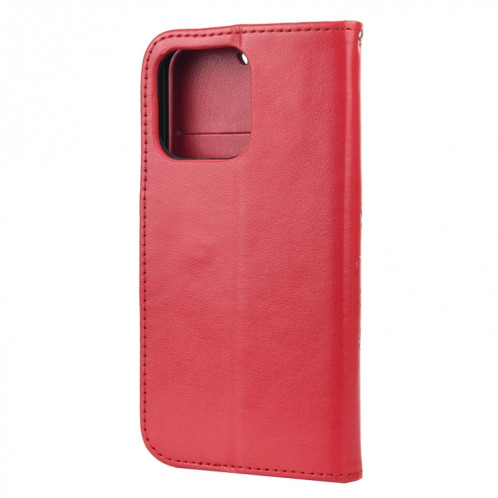 Boîtier de fleurs de fleurs de papillon Horizontal Horizontal Horizon Horizons avec porte-cartes et portefeuille pour iPhone 13 Pro (rouge) SH804D1745-07