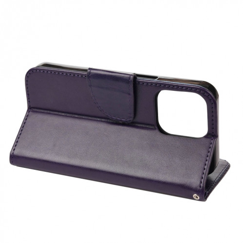 Boîtier de fleurs de fleurs de papillon Horizontal Horizontal Horizan Coque avec porte-cartes et portefeuille pour iPhone 13 Pro (Purple Deep) SH804E1807-07