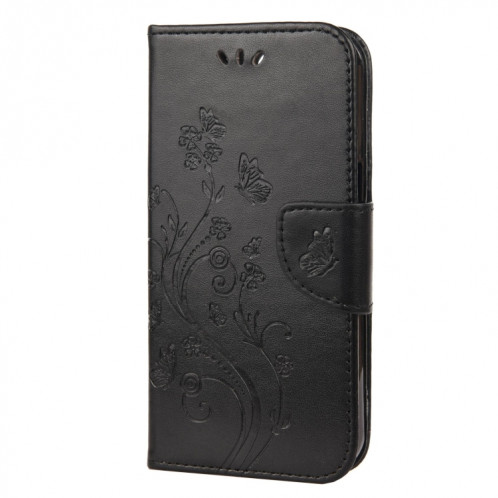 Modèle de fleurs papillon Horizontal Flip Cuir Coffret avec porte-carte et portefeuille pour iPhone 13 Pro (Noir) SH804F601-07