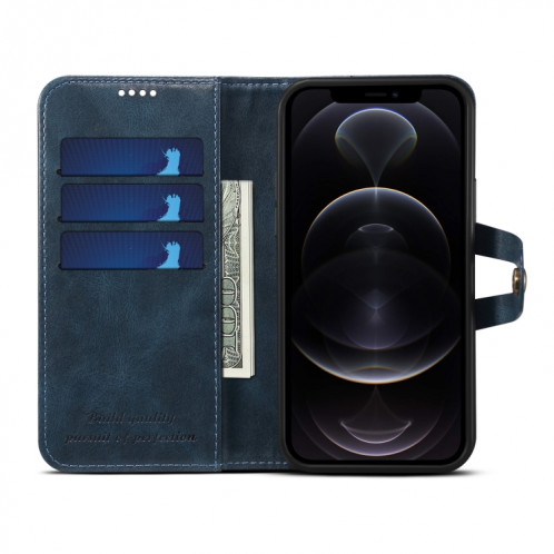 Cas de texture de veau Boucle Horizontal Flip Cuir Coffret avec porte-cartes et portefeuille pour iPhone 13 (bleu) SH602B869-07