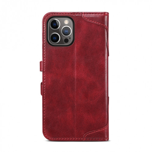 Calf Texture Boucle Horizontal Flip Cuir Case avec porte-cartes et portefeuille pour iPhone 13 (rouge) SH602C1669-07