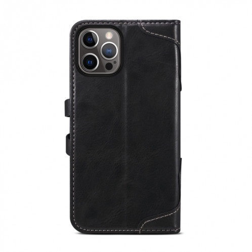 Veau texture boucle flip étui en cuir horizontal avec support et carte Machines à sous et porte-monnaie pour l'iPhone 13 (Noir) SH602D1714-07