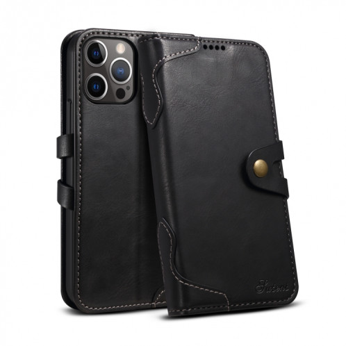 Calf Texture Boucle Horizontal Flip Cuir Toot avec porte-cartes et portefeuille pour iPhone 13 Pro (Noir) SH603D1928-07