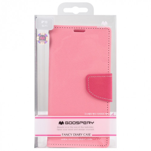 HOBOSPERY FANCY Diary Cross Motif Horizontal Flip Cuir Toot avec porte-carte et portefeuille pour iPhone 13 (rose) SG202C1518-07