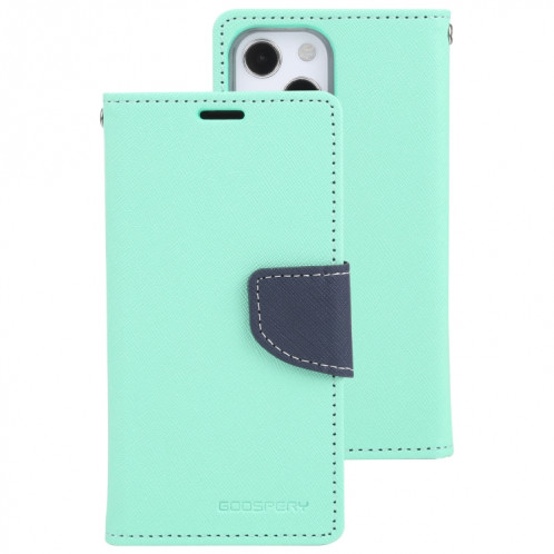 HOBOSPERY FANCY Diary Cross Motif Horizontal Flip Cuir Coffret avec porte-cartes et portefeuille pour iPhone 13 (vert menthe) SG202E1843-07