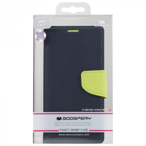 HOBOSPERY FANCY Diary Motif Cross Horizontal Flip Cuir Toot avec porte-cartes et portefeuille et portefeuille pour iPhone 13 (bleu marine) SG202F38-07