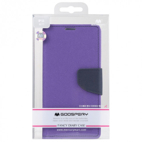 HOBOSPERY FANCY Diary Motif Cross Horizontal Flip Cuir Case avec porte-cartes et portefeuille pour iPhone 13 (violet) SG202G442-07