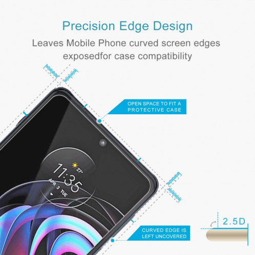 Pour Motorola Edge 20 PRO 10 PCS 0.26mm Film de verre trempé de 9h 2.5D SH1703711-08