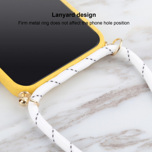 Matériau de paille de blé + TPU Cas antichoc avec lanière à cou pour iPhone 13 mini (jaune) SH101C1453-07