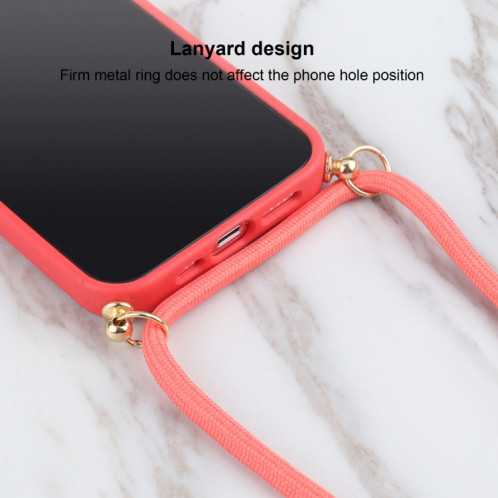 Matériau de paille de blé + TPU Case antichoc avec lanière à col pour iPhone 13 (rouge) SH102E221-07