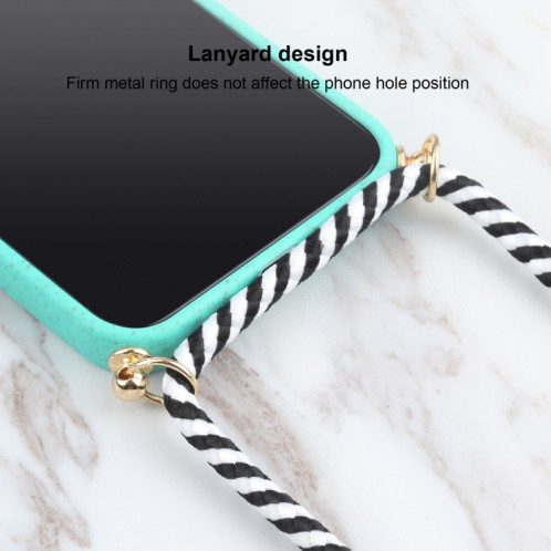 Matériel de paille de blé + TPU Case antichoc avec lanière à col pour iPhone 13 (vert) SH102F1229-07