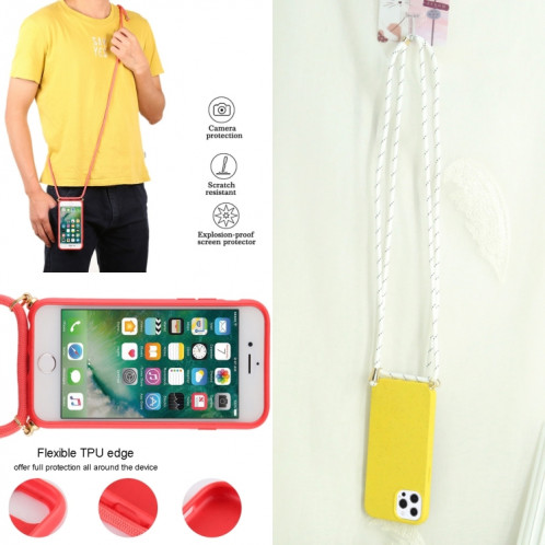 Matériau de paille de blé + TPU Case antichoc avec lanière à cou pour iPhone 13 Pro (Jaune) SH103C1284-07