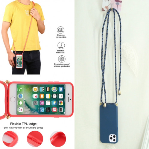 Matériau de paille de blé + TPU Case antichoc avec lanière à col pour iPhone 13 Pro (Bleu) SH103D989-07