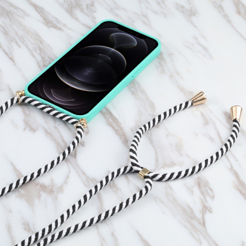 Matériau de paille de blé + TPU Cas antichoc avec lanière à col pour iPhone 13 Pro (Vert) SH103F1024-07