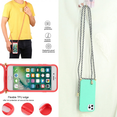 Matériau de paille de blé + TPU Cas antichoc avec lanière à col pour iPhone 13 Pro (Vert) SH103F1024-07