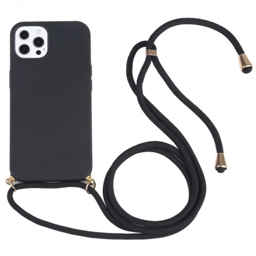 Matériau de paille de blé + TPU Case antichoc avec lanière à col pour iPhone 13 Pro (Noir) SH103G1264-07