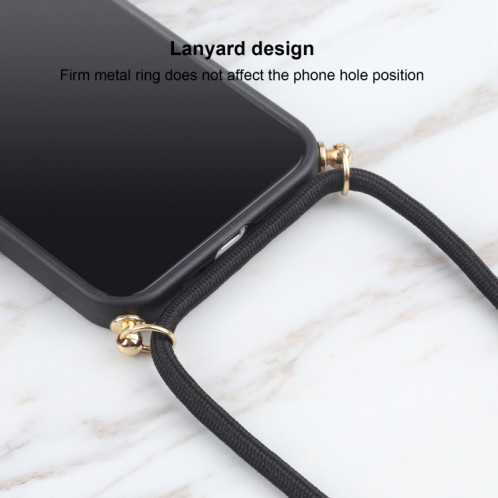 Matériau de paille de blé + TPU Case antichoc avec lanière à col pour iPhone 13 Pro (Noir) SH103G1264-07