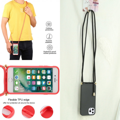 Matériau de paille de blé + TPU Case antichoc avec lanière à col pour iPhone 13 Pro (Noir) SH103G1264-07