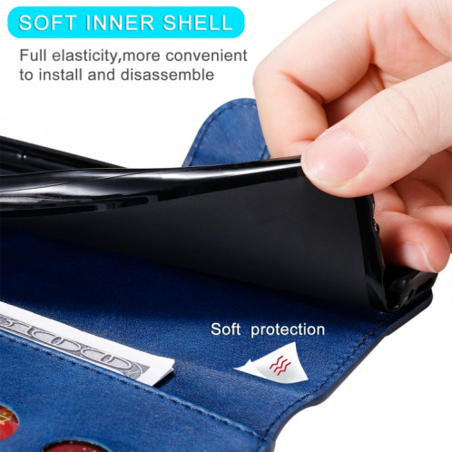 Texture de mollet classique PU + TPU Horizontal Flip Cuir Coating avec porte-cartes et portefeuille pour iPhone 13 mini (bleu) SH601A1371-07
