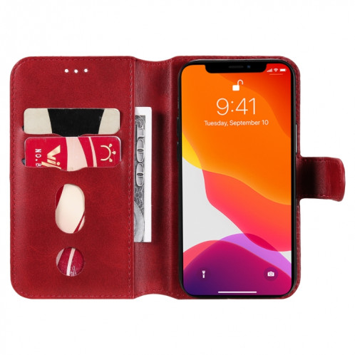 CLASSIC CALF TEXTURE PU + TPU Horizontal Horizontal Coatier Coating avec porte-cartes et portefeuille pour iPhone 13 mini (rouge) SH601B1271-07