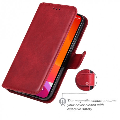 CLASSIC CALF TEXTURE PU + TPU Horizontal Horizontal Coatier Coating avec porte-cartes et portefeuille pour iPhone 13 mini (rouge) SH601B1271-07