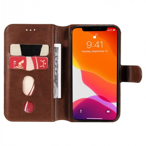 CLASSIC CALF TEXTURE PU + TPU Horizontal Horizontal Too Cuir avec support & Card Slots & Portefeuille pour iPhone 13 Mini (Brown) SH601C193-07