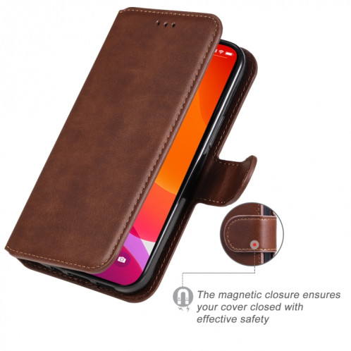 CLASSIC CALF TEXTURE PU + TPU Horizontal Horizontal Too Cuir avec support & Card Slots & Portefeuille pour iPhone 13 Mini (Brown) SH601C193-07