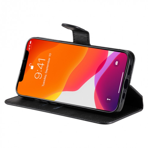 CLASSIC CALF TEXTURE PU + TPU Horizontal Flip Coating Coffret avec porte-cartes et portefeuille pour iPhone 13 (noir) SH602D1957-07