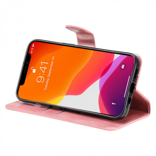 Texture de veau Classique PU + TPU Horizontal Flip Cuir Too avec porte-carte et portefeuille pour iPhone 13 (or rose) SH602E1179-07