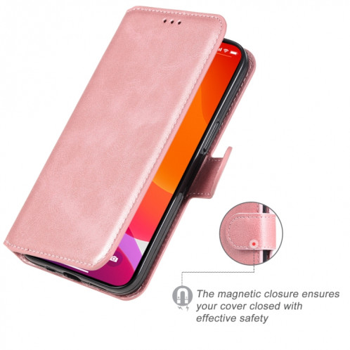 Texture de veau Classique PU + TPU Horizontal Flip Cuir Too avec porte-carte et portefeuille pour iPhone 13 (or rose) SH602E1179-07