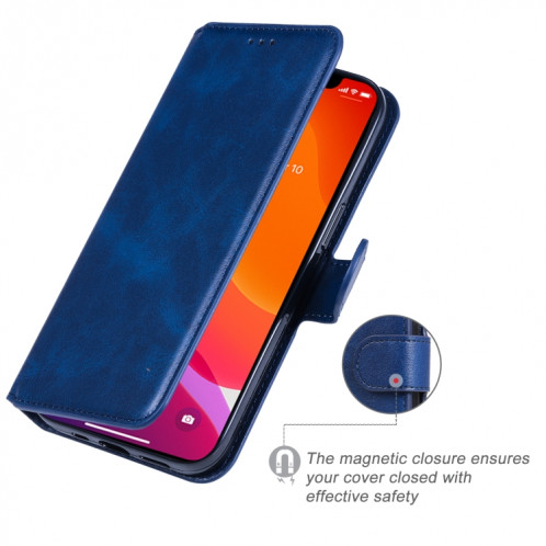 CLASSIC CALF TEXTURE PU + TPU Horizontal Flip Cuir Coating avec porte-cartes et portefeuille pour iPhone 13 Pro (Bleu) SH603A1761-07