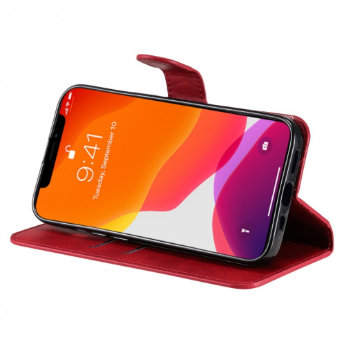 Texture de veau classique PU + TPU Horizontal Flip Coating Coffret avec porte-cartes et portefeuille pour iPhone 13 Pro (rouge) SH603B795-07