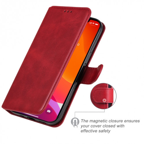 Texture de veau classique PU + TPU Horizontal Flip Coating Coffret avec porte-cartes et portefeuille pour iPhone 13 Pro (rouge) SH603B795-07