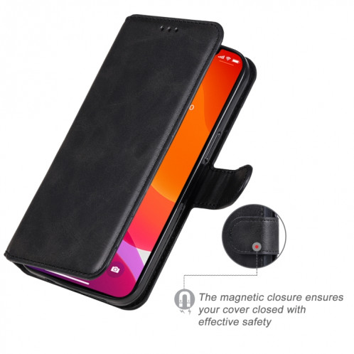 CLASSIC CALF TEXTURE PU + TPU Horizontal Horizontal Coating Boot avec porte-cartes et portefeuille pour iPhone 13 Pro (Noir) SH603D144-07