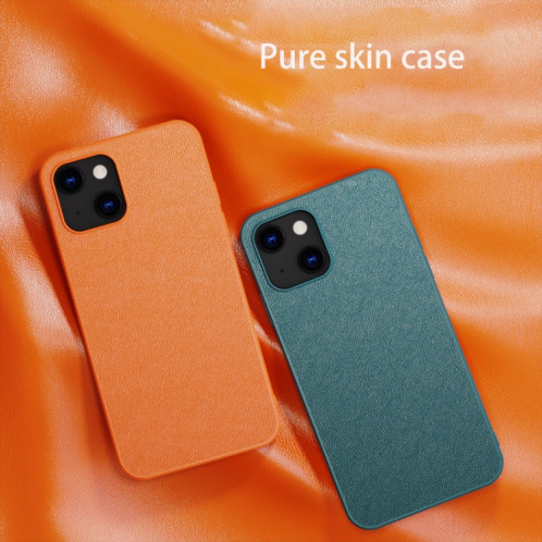Coque pure de cuir de cuir de la peau pure pour iPhone 13 (orange) SH702D1831-07
