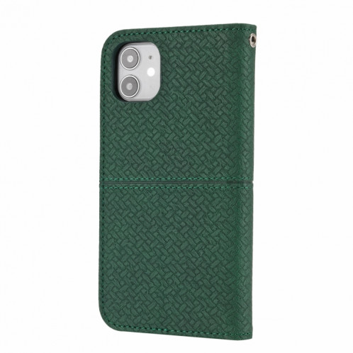 Texture tissée Couture Magnetic Horizontal Horizontal Boîtier en cuir PU avec porte-cartes et portefeuille et lanière pour iPhone 13 (vert) SH308B932-07