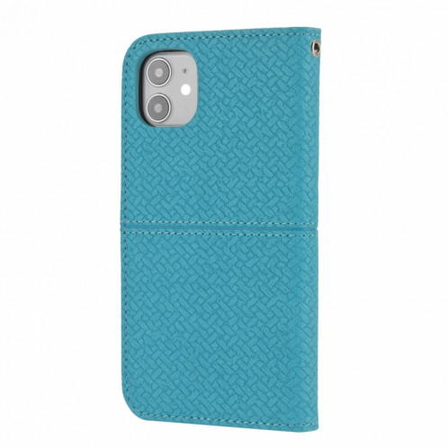 Texture tissée Couture Magnétique Horizontal Horizontal Boîtier en cuir PU avec support & carte Slots & Portefeuille et longe pour iPhone 13 (bleu) SH308C1439-07
