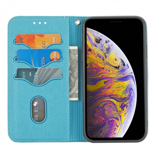 Texture tissée Couture Magnétique Horizontal Horizontal Boîtier en cuir PU avec support & carte Slots & Portefeuille et longe pour iPhone 13 (bleu) SH308C1439-07