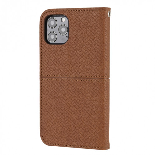 Texture tissée Couture Magnétique Horizontal Horizontal Boîtier en Cuir PU avec porte-carte et portefeuille et portefeuille pour iPhone 13 PRO (Brown) SH309A1458-07
