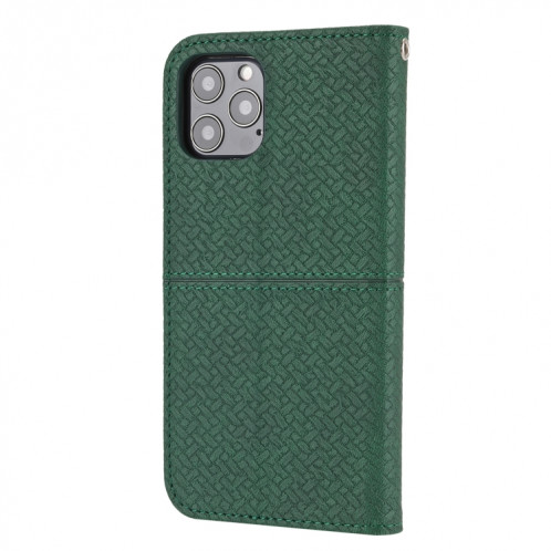 Texture tissée Couture Magnétique Horizontal Horizontal Boîtier en cuir PU avec porte-cartes et portefeuille et portefeuille pour iPhone 13 Pro (Vert) SH309B954-07
